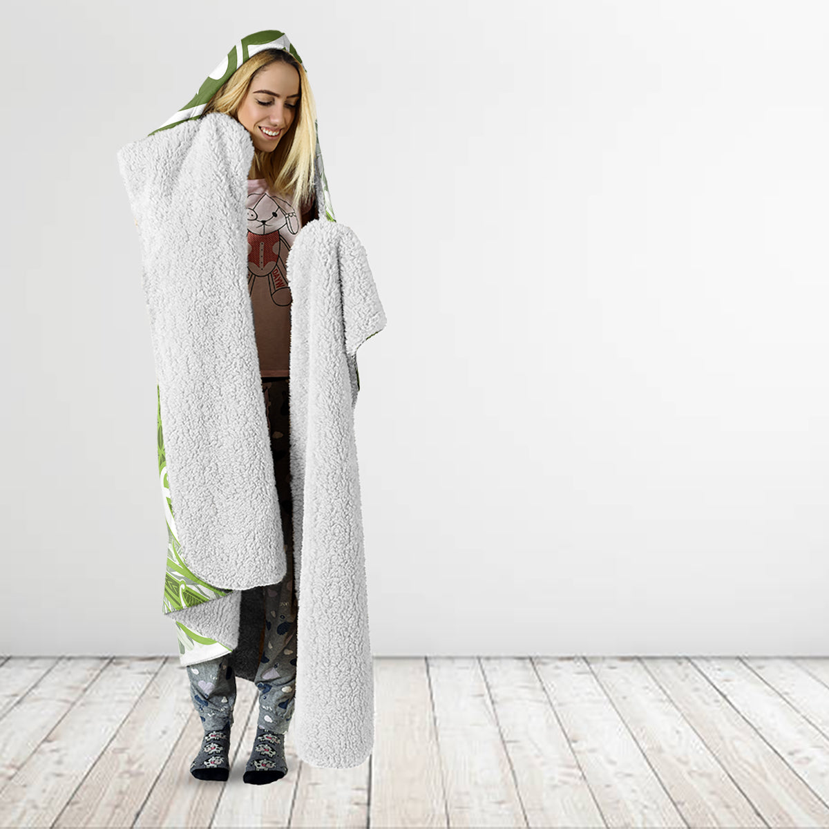 Lime Green Polynesia Hooded Blanket Polynesian Turtle Shark Tattoo Tropical Vintage LT14 - Polynesian Pride