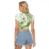 Lime Green Polynesia Raglan Cropped T Shirt Polynesian Turtle Shark Tattoo Tropical Vintage LT14 - Polynesian Pride