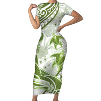 Lime Green Polynesia Short Sleeve Bodycon Dress Polynesian Turtle Shark Tattoo Tropical Vintage LT14 Long Dress Lime Green - Polynesian Pride