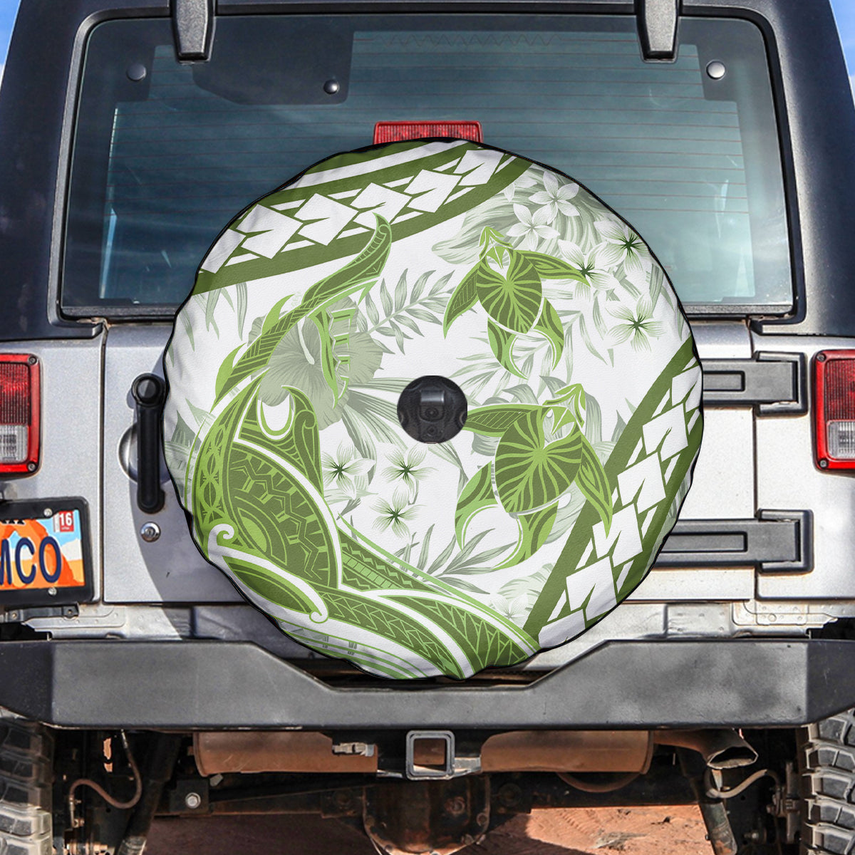 Lime Green Polynesia Spare Tire Cover Polynesian Turtle Shark Tattoo Tropical Vintage LT14 Lime Green - Polynesian Pride