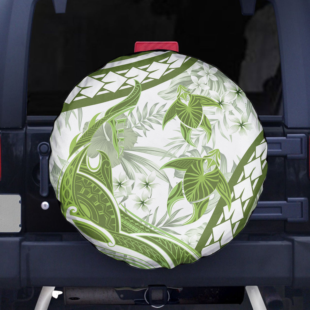 Lime Green Polynesia Spare Tire Cover Polynesian Turtle Shark Tattoo Tropical Vintage LT14 - Polynesian Pride