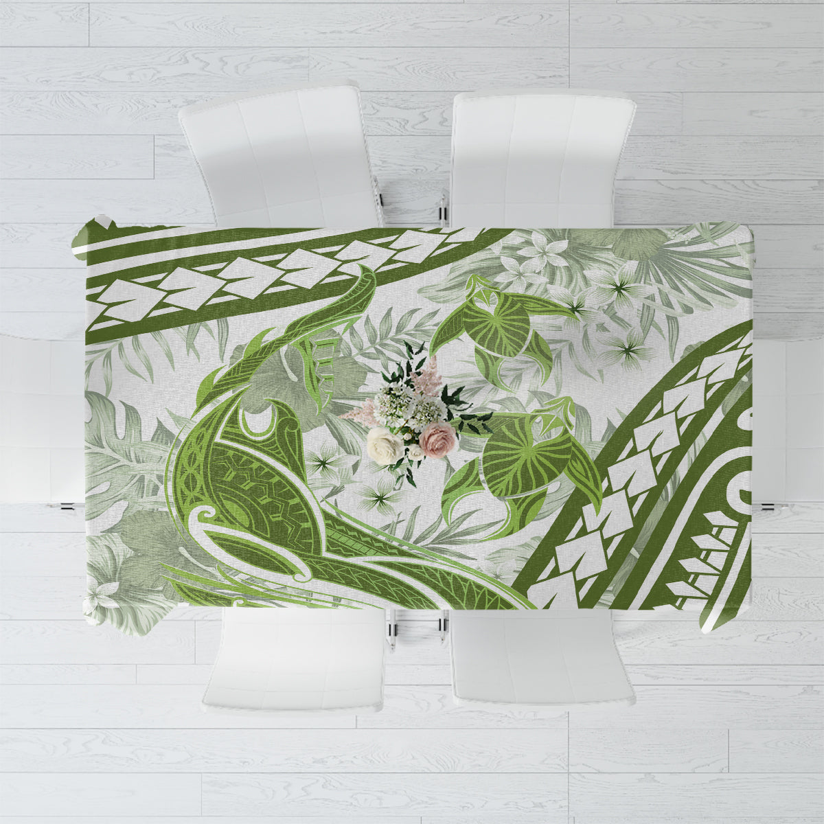 Lime Green Polynesia Tablecloth Polynesian Turtle Shark Tattoo Tropical Vintage LT14 Lime Green - Polynesian Pride