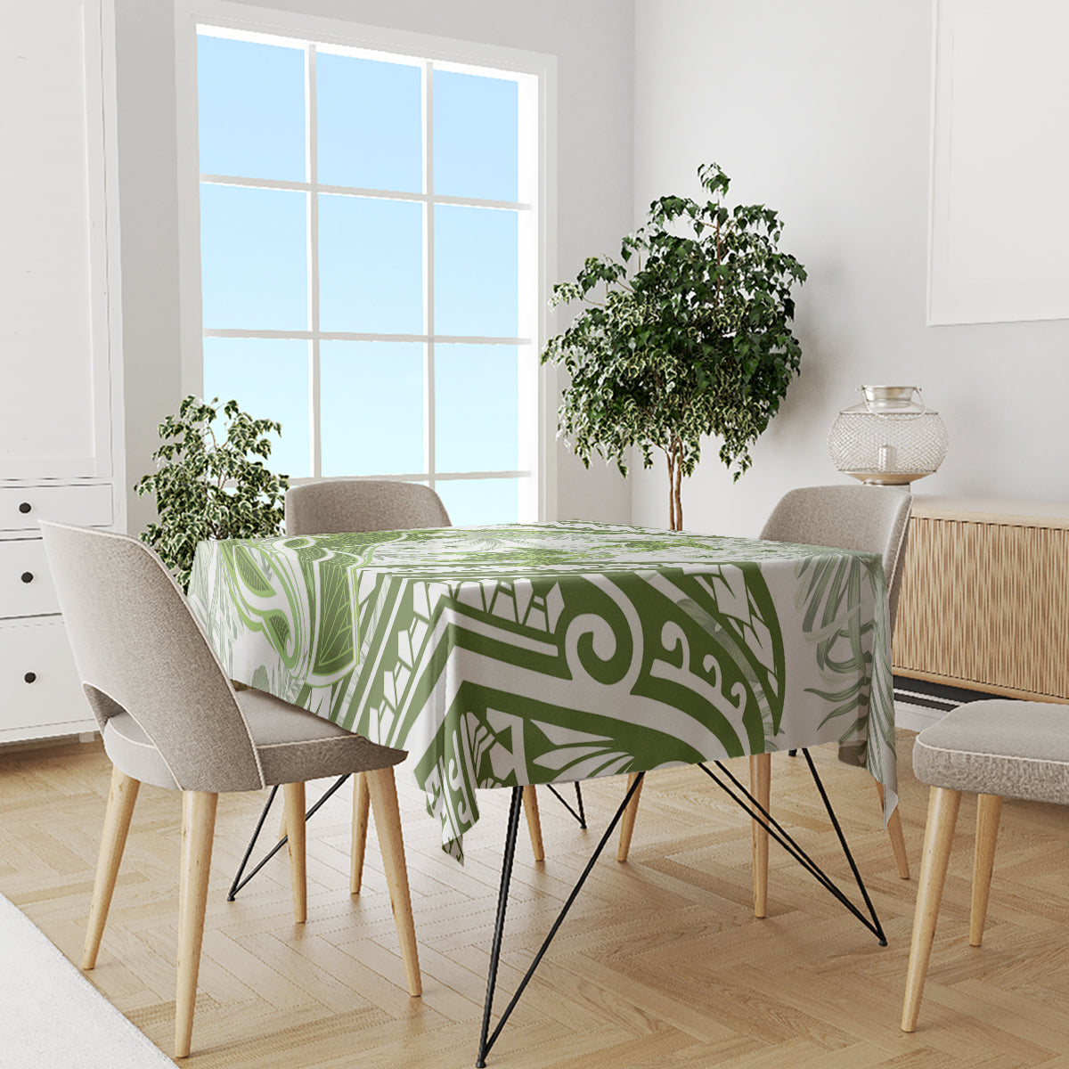 Lime Green Polynesia Tablecloth Polynesian Turtle Shark Tattoo Tropical Vintage LT14 - Polynesian Pride