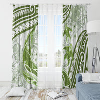 Lime Green Polynesia Window Curtain Polynesian Turtle Shark Tattoo Tropical Vintage LT14 - Polynesian Pride