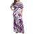 Purple Polynesia Family Matching Off Shoulder Maxi Dress and Hawaiian Shirt Polynesian Turtle Shark Tattoo Tropical Vintage LT14 Mom's Dress Purple - Polynesian Pride