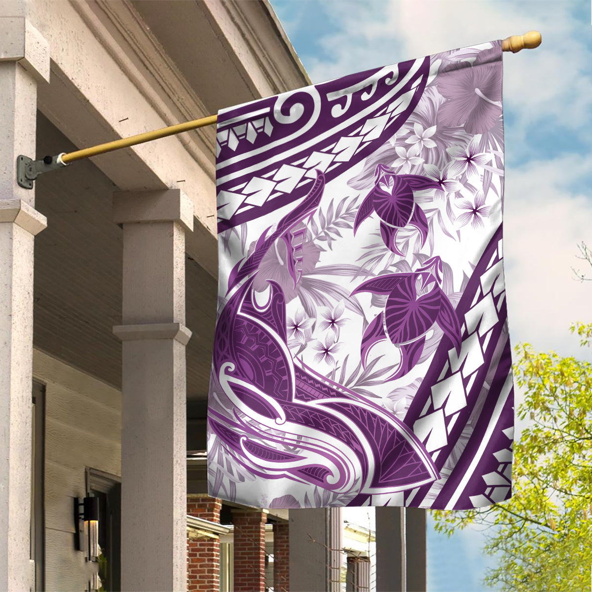 Purple Polynesia Garden Flag Polynesian Turtle Shark Tattoo Tropical Vintage LT14 House Flag Purple - Polynesian Pride