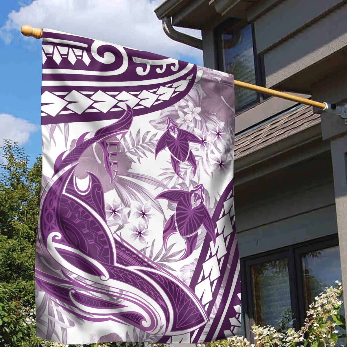 Purple Polynesia Garden Flag Polynesian Turtle Shark Tattoo Tropical Vintage LT14 - Polynesian Pride