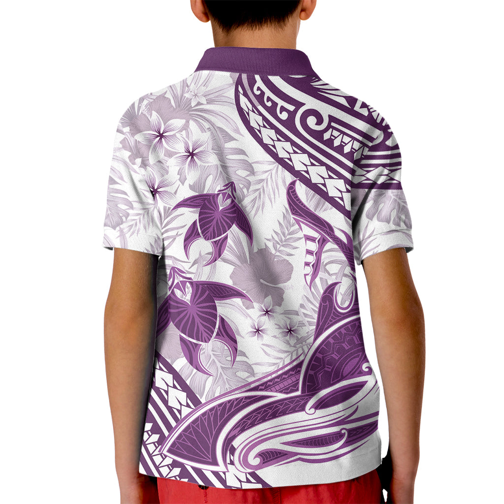 Purple Polynesia Kid Polo Shirt Polynesian Turtle Shark Tattoo Tropical Vintage LT14 - Polynesian Pride