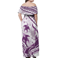 Purple Polynesia Off Shoulder Maxi Dress Polynesian Turtle Shark Tattoo Tropical Vintage LT14 - Polynesian Pride