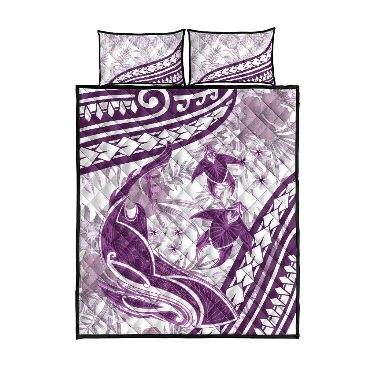 Purple Polynesia Quilt Bed Set Polynesian Turtle Shark Tattoo Tropical Vintage LT14 - Polynesian Pride