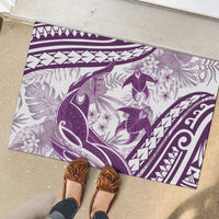 Purple Polynesia Rubber Doormat Polynesian Turtle Shark Tattoo Tropical Vintage LT14 - Polynesian Pride