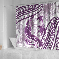 Purple Polynesia Shower Curtain Polynesian Turtle Shark Tattoo Tropical Vintage