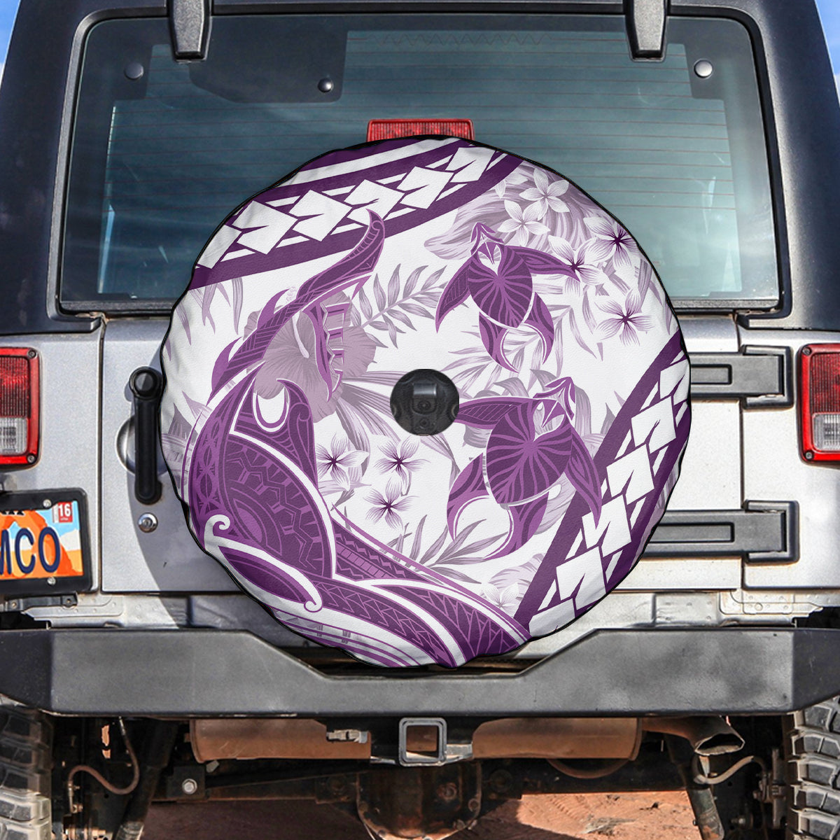 Purple Polynesia Spare Tire Cover Polynesian Turtle Shark Tattoo Tropical Vintage LT14 Purple - Polynesian Pride