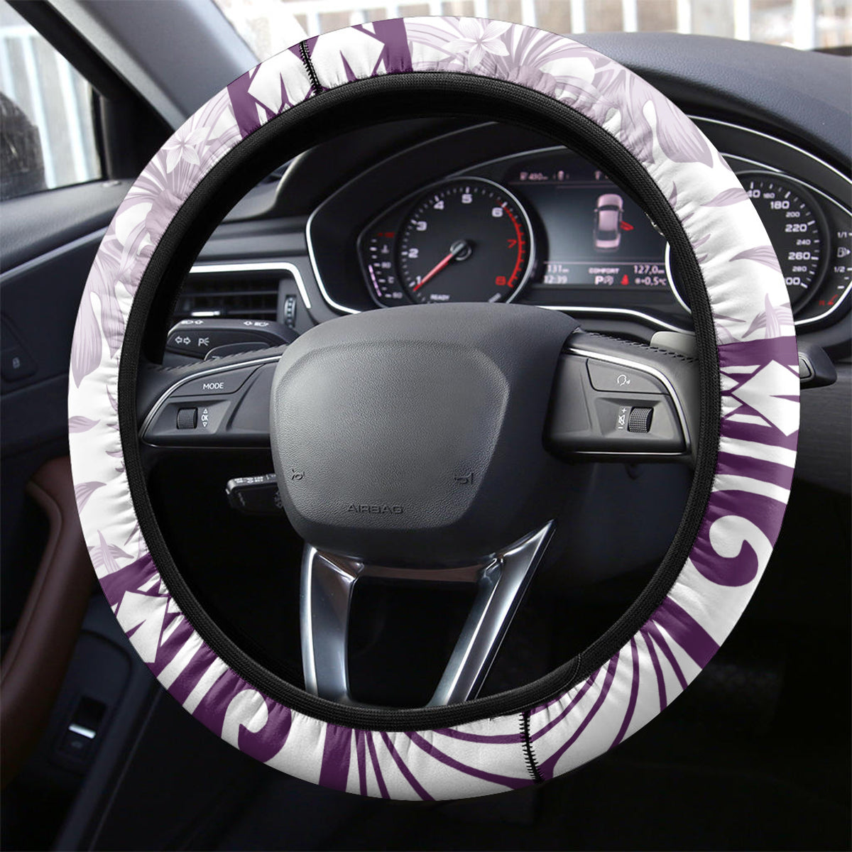 Purple Polynesia Steering Wheel Cover Polynesian Turtle Shark Tattoo Tropical Vintage LT14 - Polynesian Pride