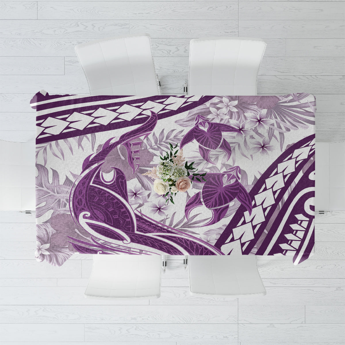 Purple Polynesia Tablecloth Polynesian Turtle Shark Tattoo Tropical Vintage LT14 Purple - Polynesian Pride