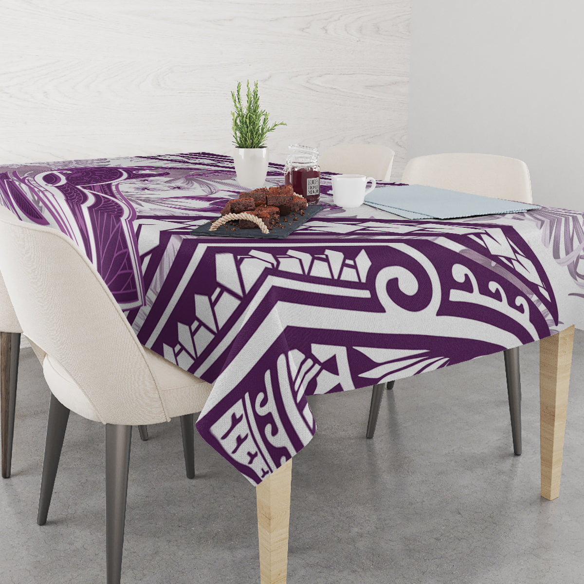 Purple Polynesia Tablecloth Polynesian Turtle Shark Tattoo Tropical Vintage LT14 - Polynesian Pride