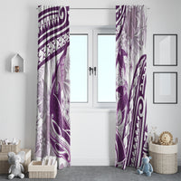 Purple Polynesia Window Curtain Polynesian Turtle Shark Tattoo Tropical Vintage LT14 - Polynesian Pride