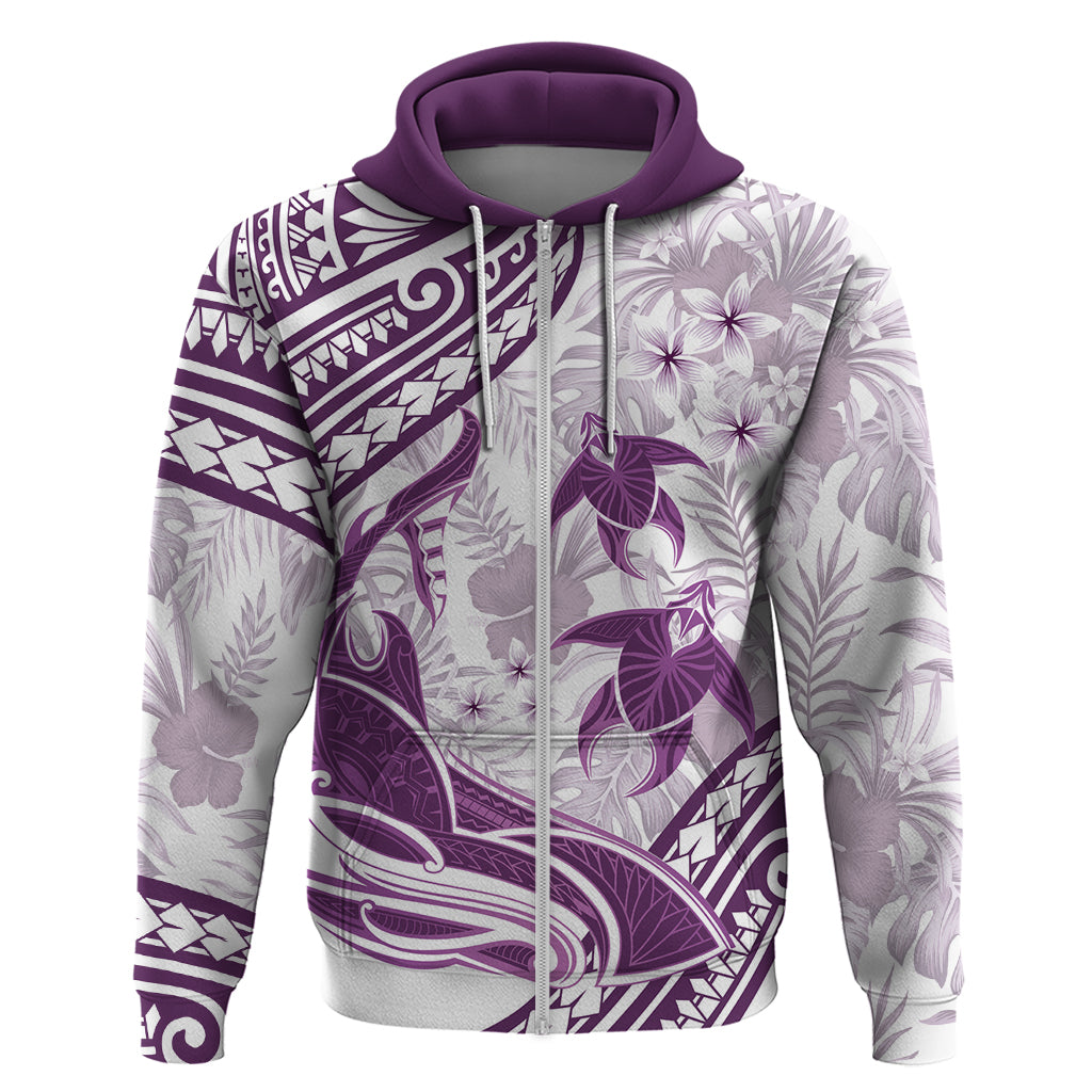 Purple Polynesia Zip Hoodie Polynesian Turtle Shark Tattoo Tropical Vintage LT14 Zip Hoodie Purple - Polynesian Pride