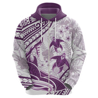 Purple Polynesia Zip Hoodie Polynesian Turtle Shark Tattoo Tropical Vintage LT14 - Polynesian Pride