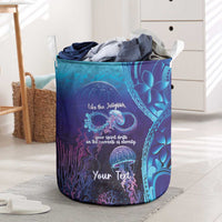 Polynesia Jellyfish Memorial Personalised Laundry Basket Infinity Jellies Polynesian Pattern LT14 Purple - Polynesian Pride