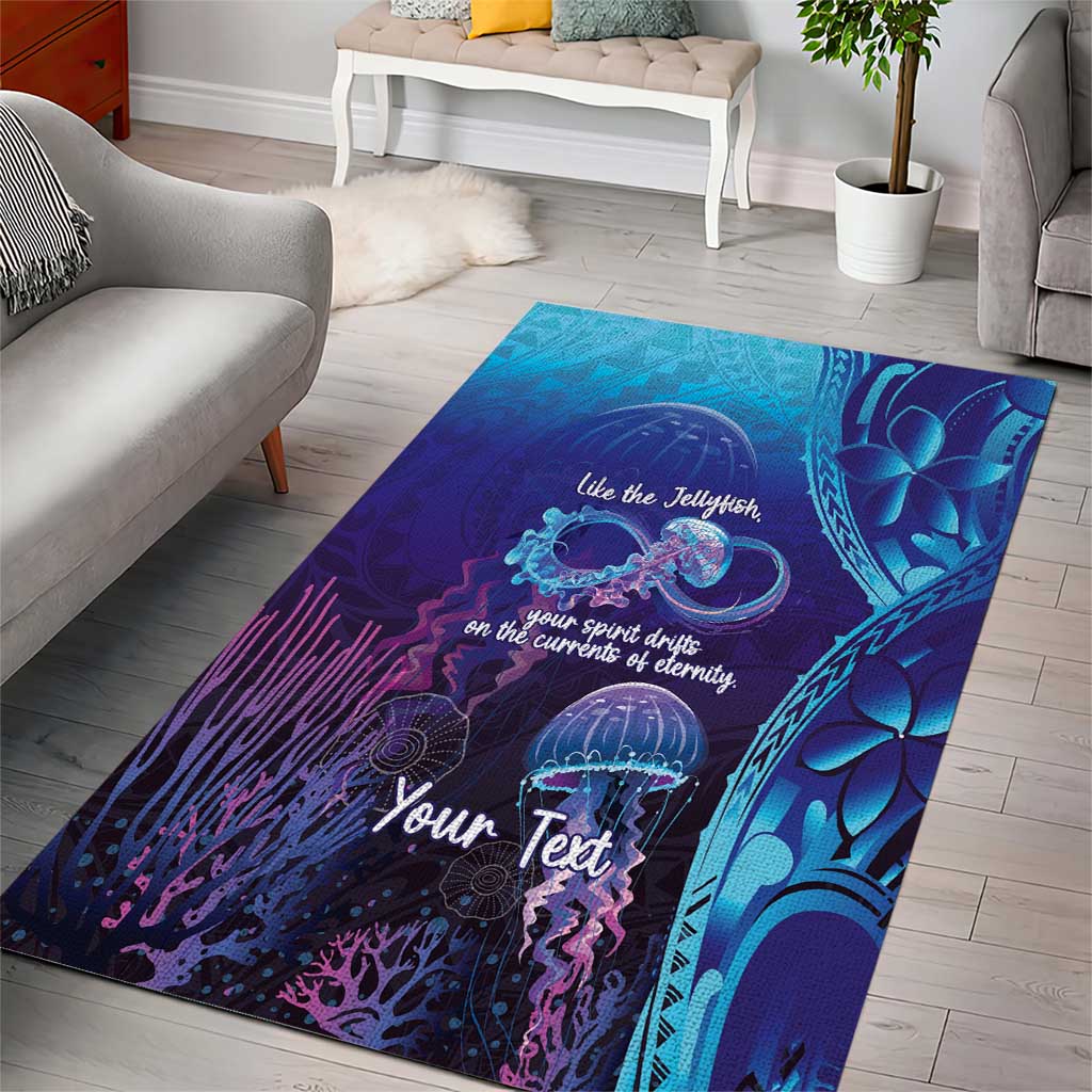 Polynesia Jellyfish Memorial Personalised Area Rug Infinity Jellies Polynesian Pattern