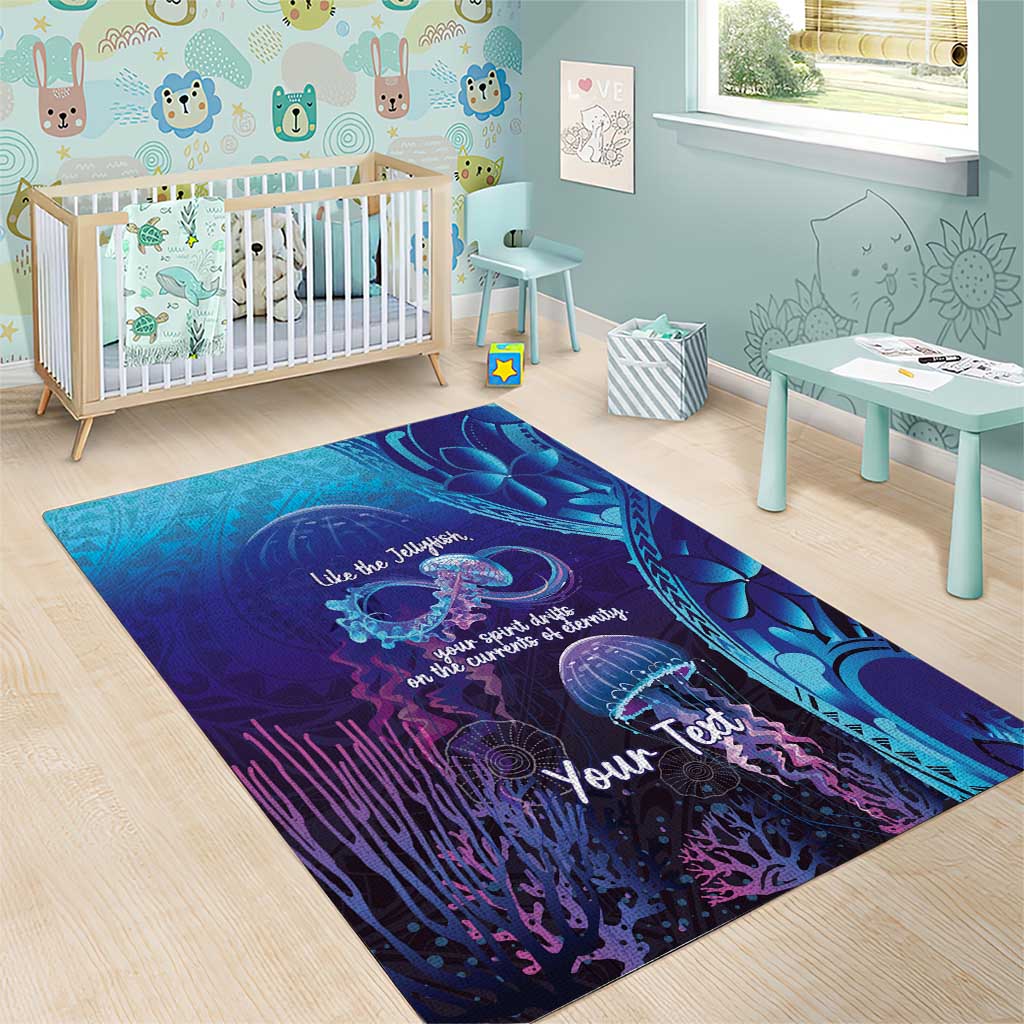 Polynesia Jellyfish Memorial Personalised Area Rug Infinity Jellies Polynesian Pattern