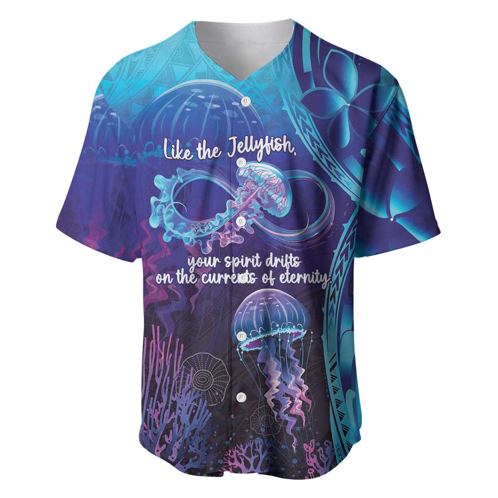 Polynesia Jellyfish Memorial Personalised Baseball Jersey Infinity Jellies Polynesian Pattern LT14 Purple - Polynesian Pride
