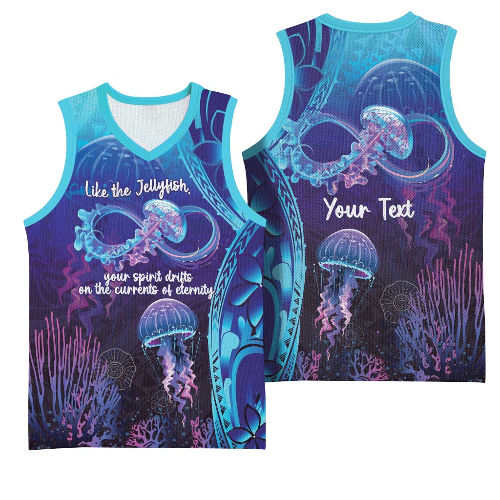 Polynesia Jellyfish Memorial Personalised Basketball Jersey Infinity Jellies Polynesian Pattern LT14 - Polynesian Pride