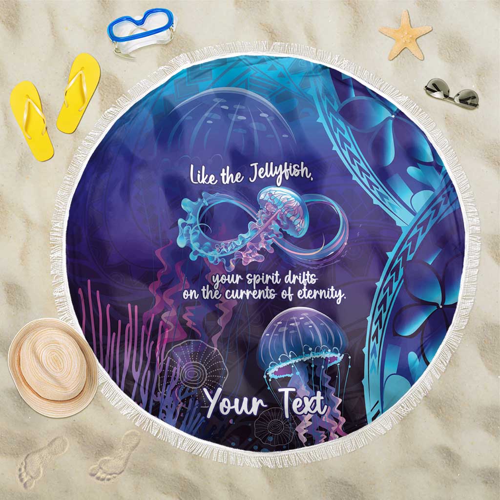 Polynesia Jellyfish Memorial Personalised Beach Blanket Infinity Jellies Polynesian Pattern LT14 One Size 150cm Purple - Polynesian Pride