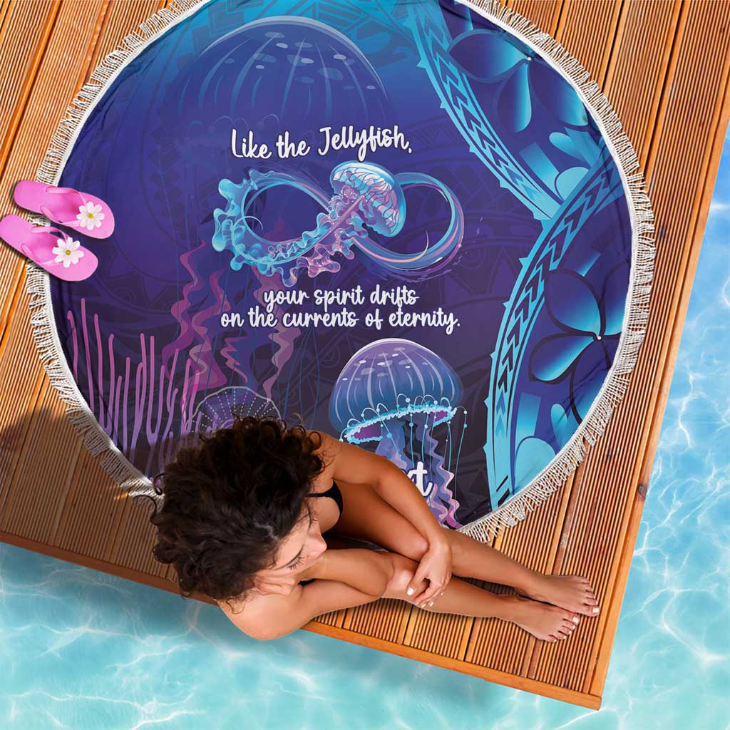 Polynesia Jellyfish Memorial Personalised Beach Blanket Infinity Jellies Polynesian Pattern LT14 - Polynesian Pride