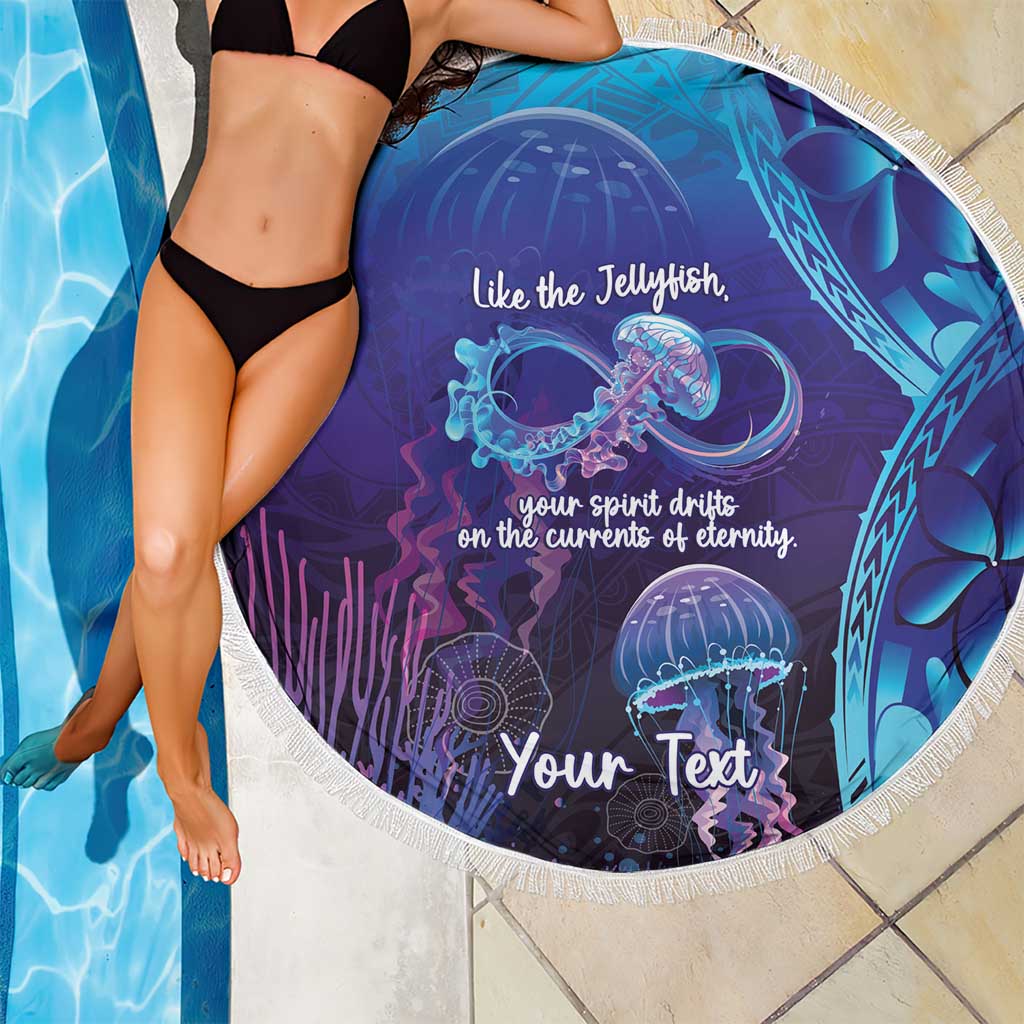 Polynesia Jellyfish Memorial Personalised Beach Blanket Infinity Jellies Polynesian Pattern LT14 - Polynesian Pride
