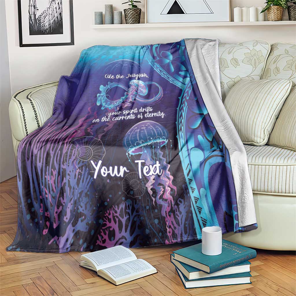 Polynesia Jellyfish Memorial Personalised Blanket Infinity Jellies Polynesian Pattern LT14 Purple - Polynesian Pride