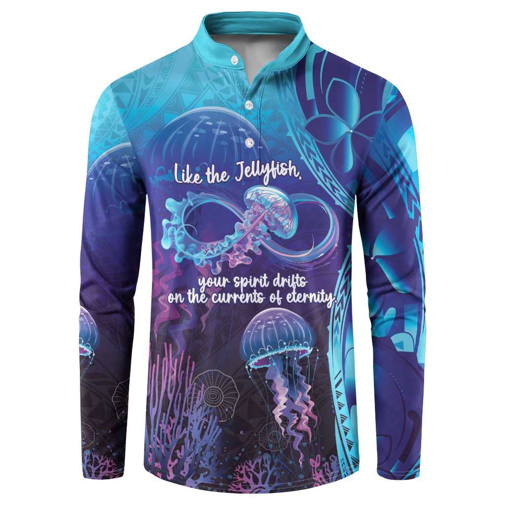 Polynesia Jellyfish Memorial Personalised Button Sweatshirt Infinity Jellies Polynesian Pattern LT14 Purple - Polynesian Pride