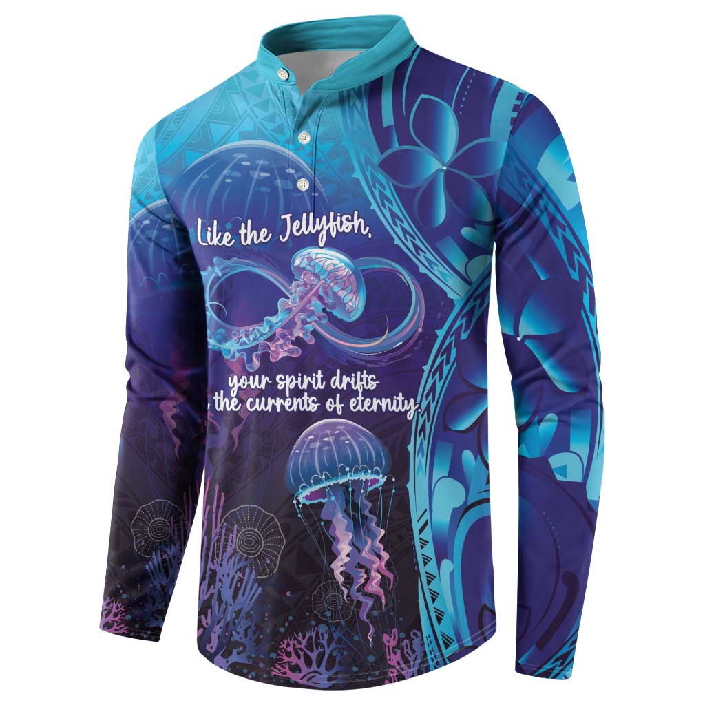 Polynesia Jellyfish Memorial Personalised Button Sweatshirt Infinity Jellies Polynesian Pattern LT14 - Polynesian Pride