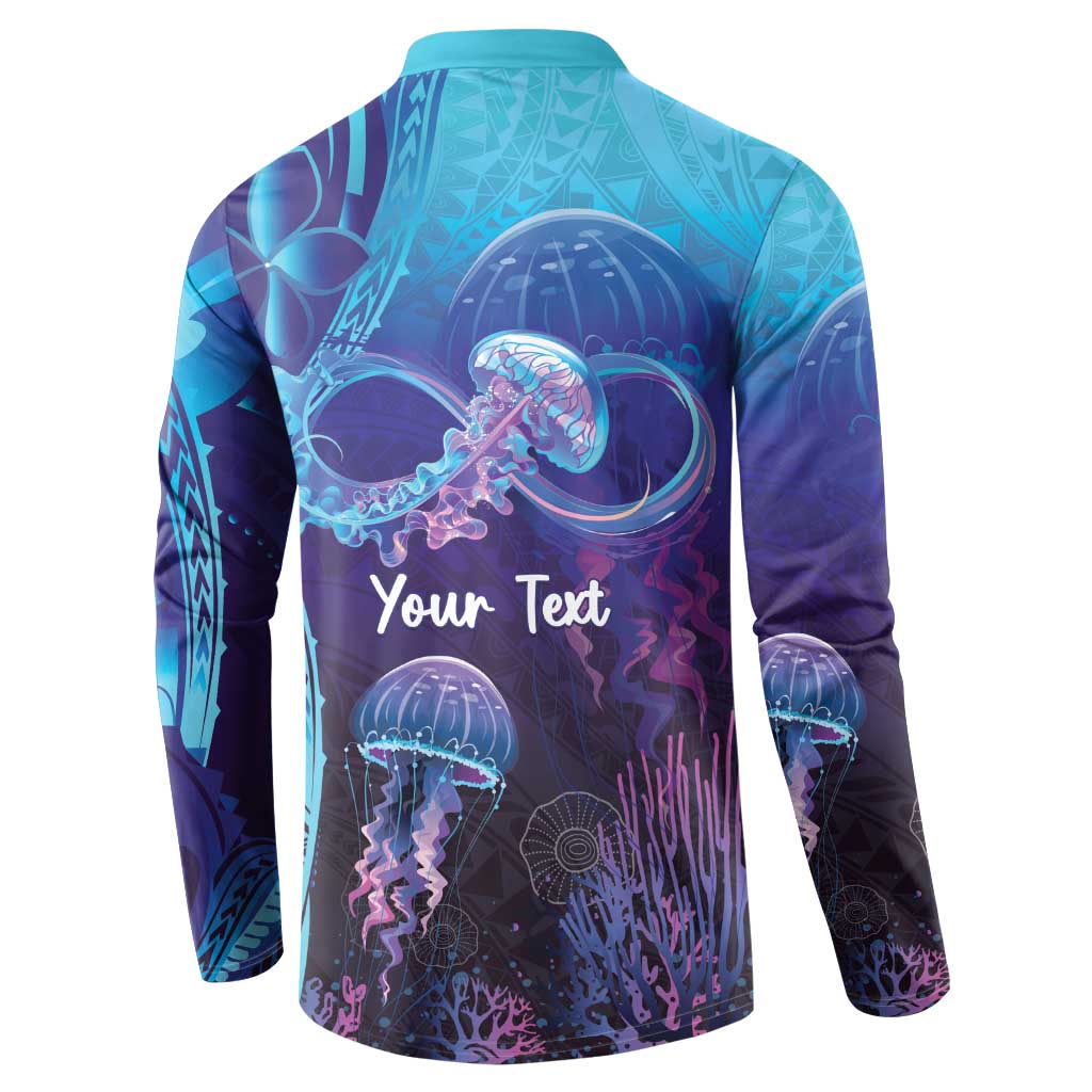 Polynesia Jellyfish Memorial Personalised Button Sweatshirt Infinity Jellies Polynesian Pattern LT14 - Polynesian Pride