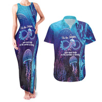 Polynesia Jellyfish Memorial Personalised Couples Matching Tank Maxi Dress and Hawaiian Shirt Infinity Jellies Polynesian Pattern LT14 Purple - Polynesian Pride