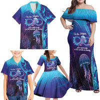 Polynesia Jellyfish Memorial Personalised Family Matching Off Shoulder Maxi Dress and Hawaiian Shirt Infinity Jellies Polynesian Pattern LT14 - Polynesian Pride