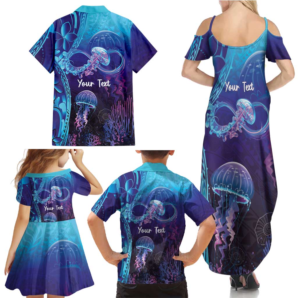 Polynesia Jellyfish Memorial Personalised Family Matching Summer Maxi Dress and Hawaiian Shirt Infinity Jellies Polynesian Pattern LT14 - Polynesian Pride