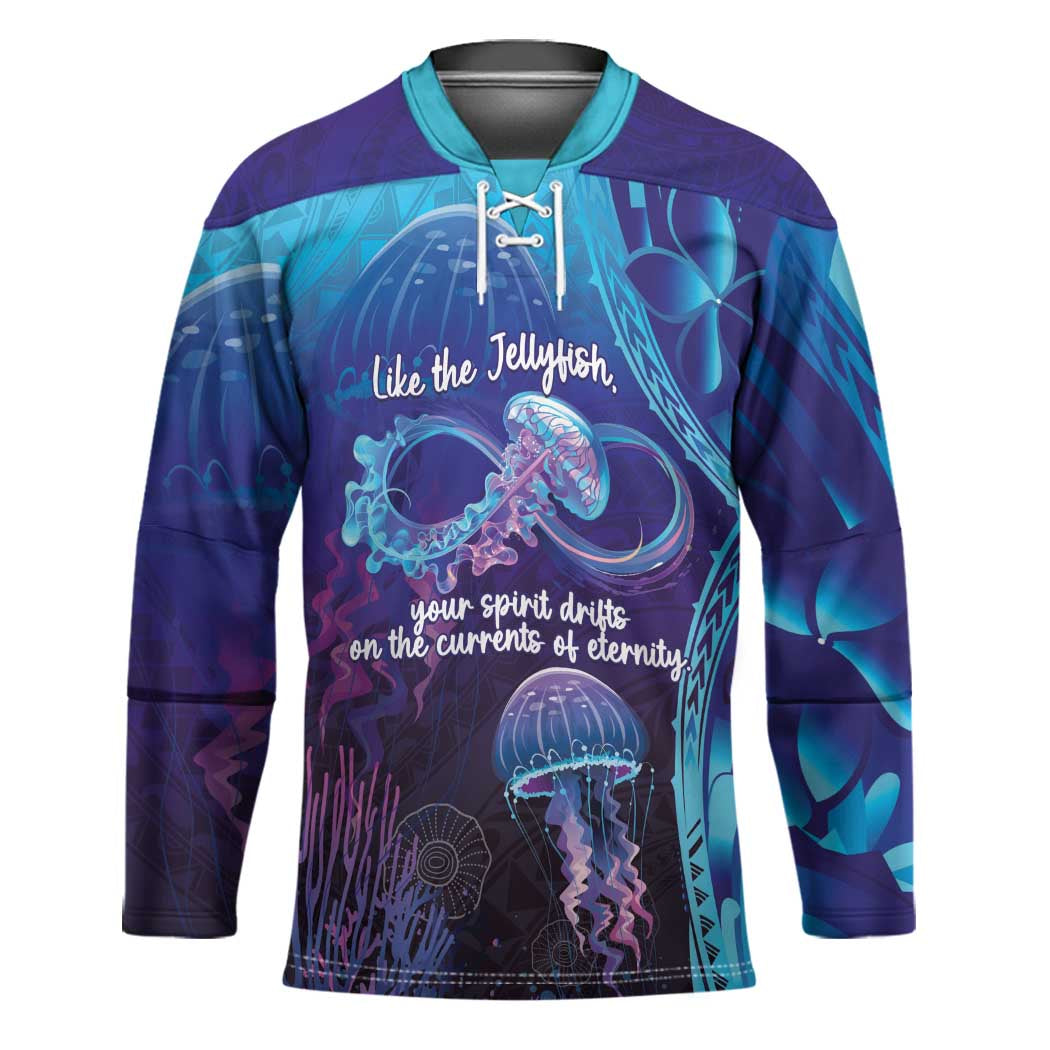 Polynesia Jellyfish Memorial Personalised Hockey Jersey Infinity Jellies Polynesian Pattern LT14 Unisex Purple - Polynesian Pride