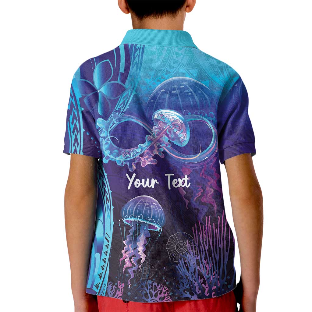 Polynesia Jellyfish Memorial Personalised Kid Polo Shirt Infinity Jellies Polynesian Pattern LT14 - Polynesian Pride