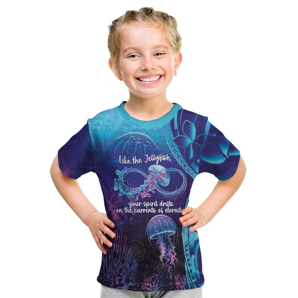 Polynesia Jellyfish Memorial Personalised Kid T Shirt Infinity Jellies Polynesian Pattern