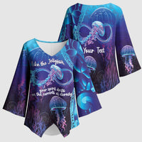 Polynesia Jellyfish Memorial Personalised Kimono Sleeve Blouse Infinity Jellies Polynesian Pattern LT14 - Polynesian Pride