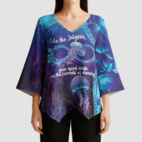 Polynesia Jellyfish Memorial Personalised Kimono Sleeve Blouse Infinity Jellies Polynesian Pattern LT14 - Polynesian Pride