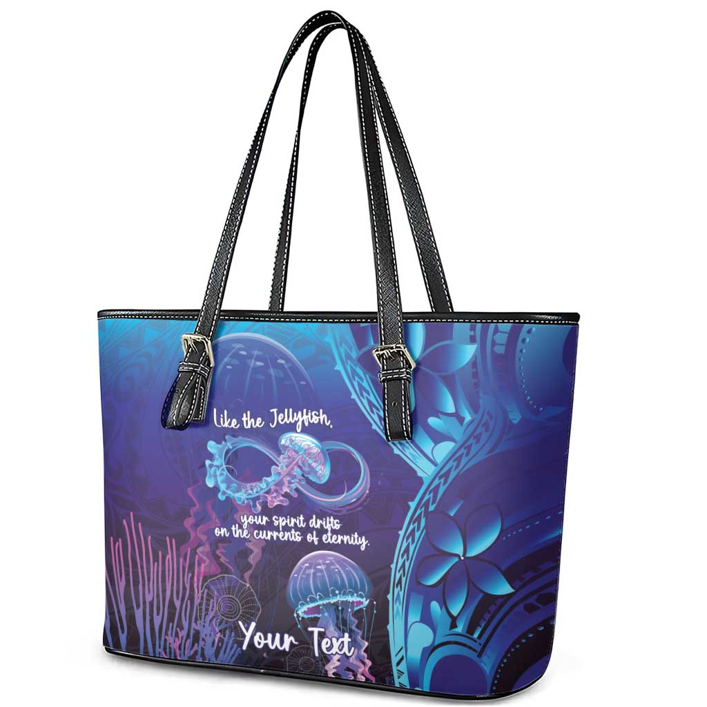 Polynesia Jellyfish Memorial Personalised Leather Tote Bag Infinity Jellies Polynesian Pattern LT14 - Polynesian Pride