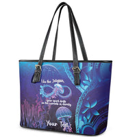 Polynesia Jellyfish Memorial Personalised Leather Tote Bag Infinity Jellies Polynesian Pattern LT14 - Polynesian Pride