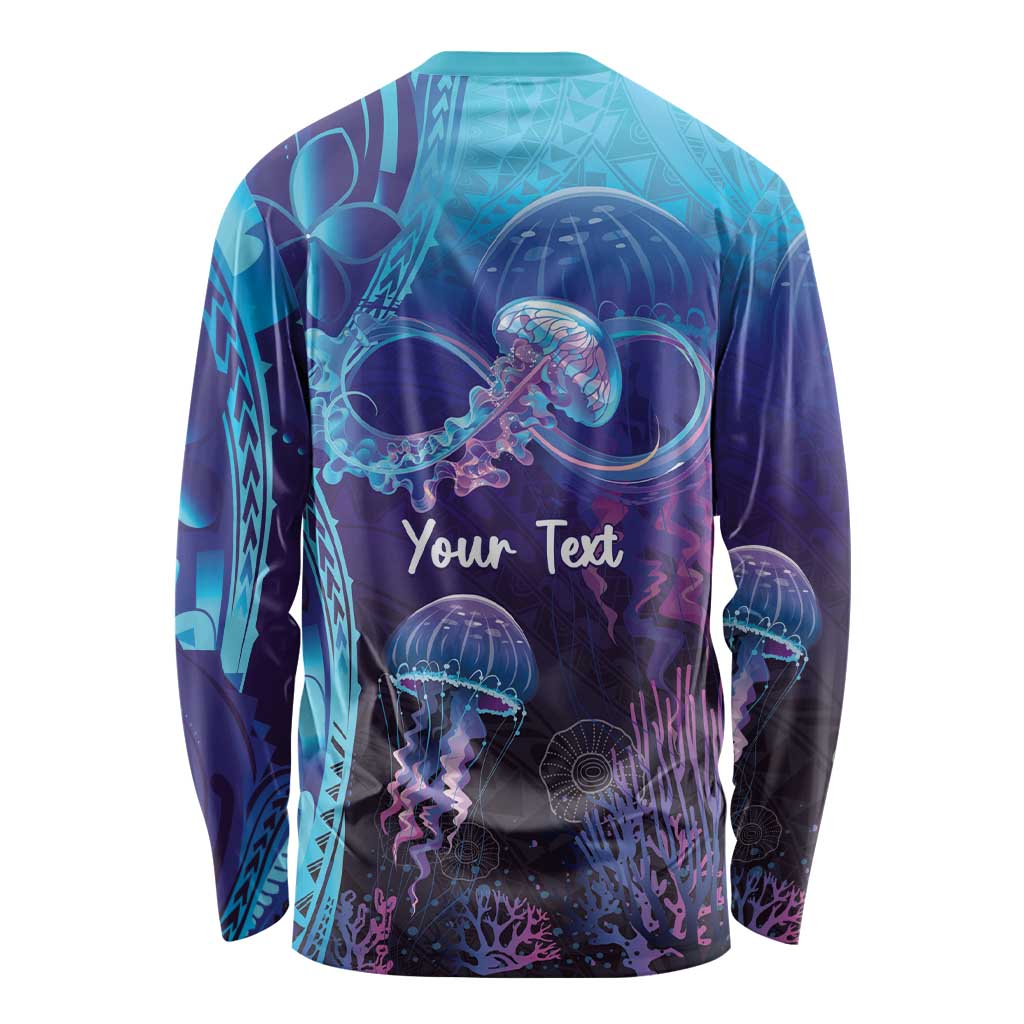Polynesia Jellyfish Memorial Personalised Long Sleeve Shirt Infinity Jellies Polynesian Pattern LT14 - Polynesian Pride
