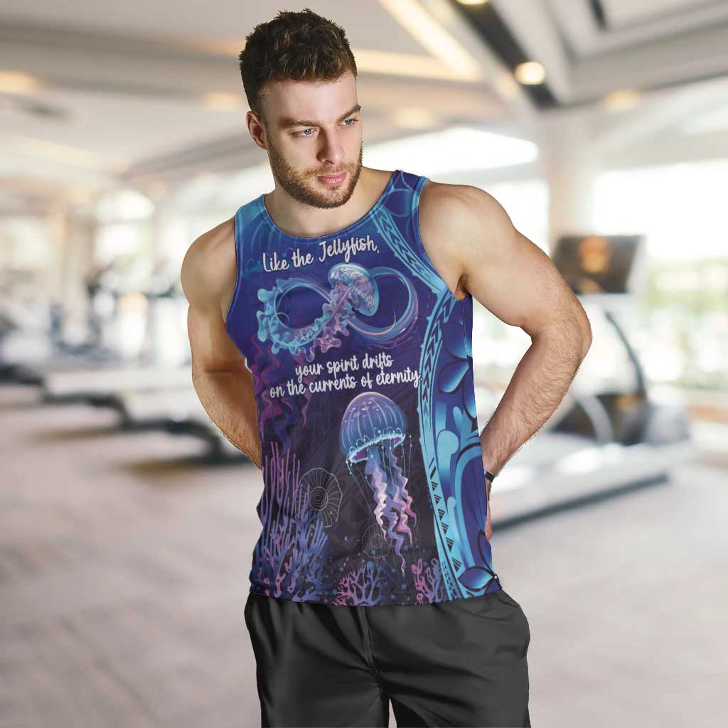 Polynesia Jellyfish Memorial Personalised Men Tank Top Infinity Jellies Polynesian Pattern LT14 Purple - Polynesian Pride