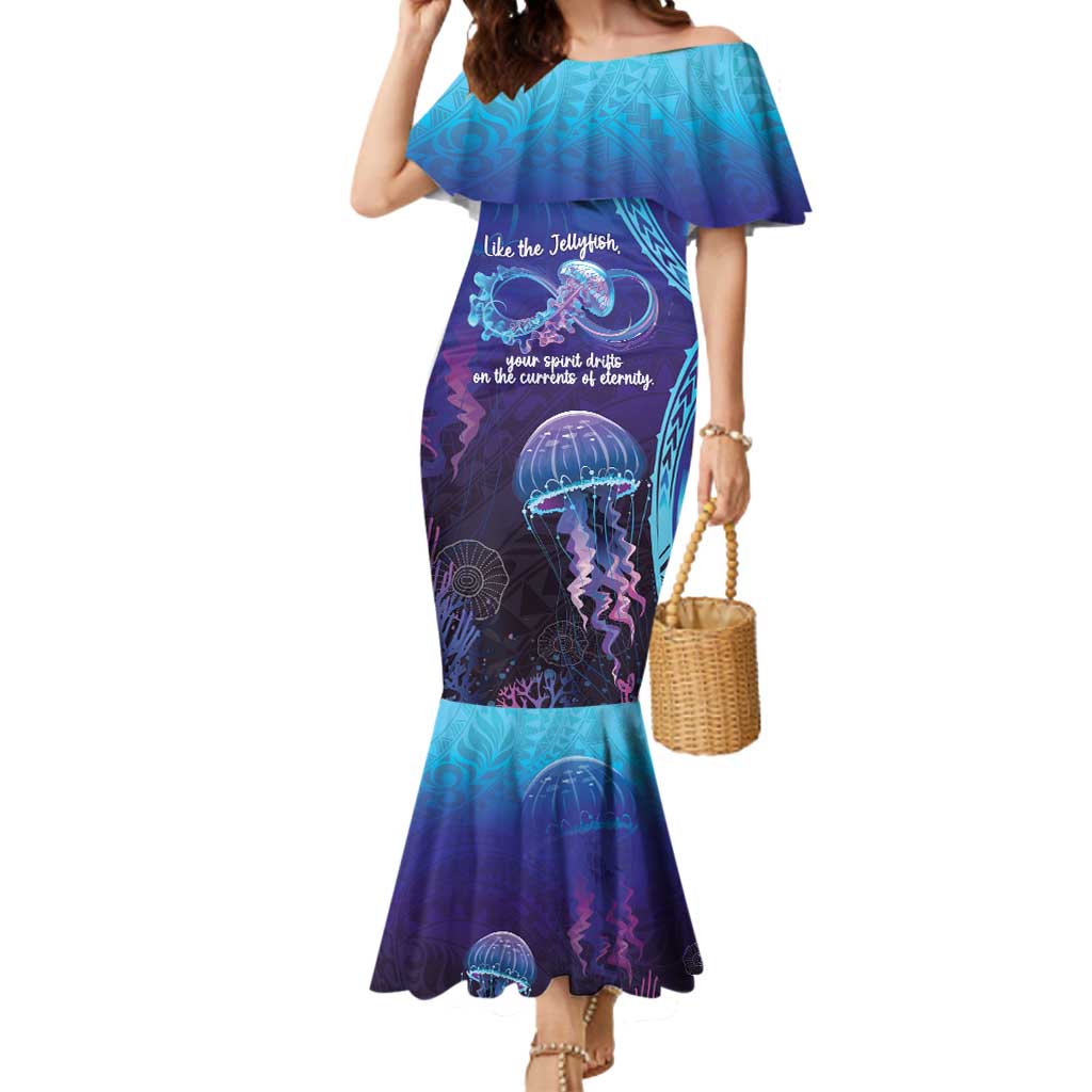 Polynesia Jellyfish Memorial Personalised Mermaid Dress Infinity Jellies Polynesian Pattern LT14 Women Purple - Polynesian Pride