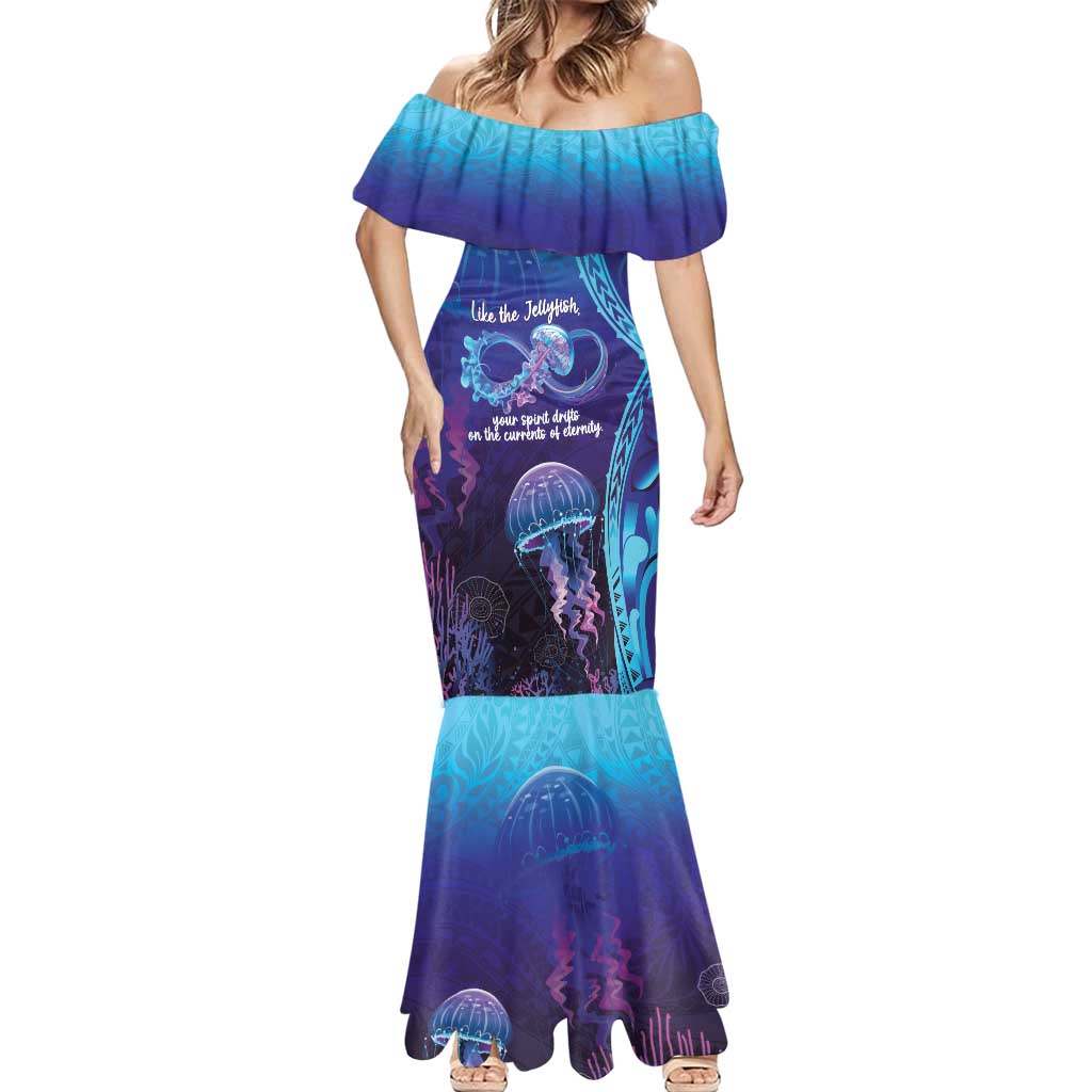 Polynesia Jellyfish Memorial Personalised Mermaid Dress Infinity Jellies Polynesian Pattern LT14 - Polynesian Pride