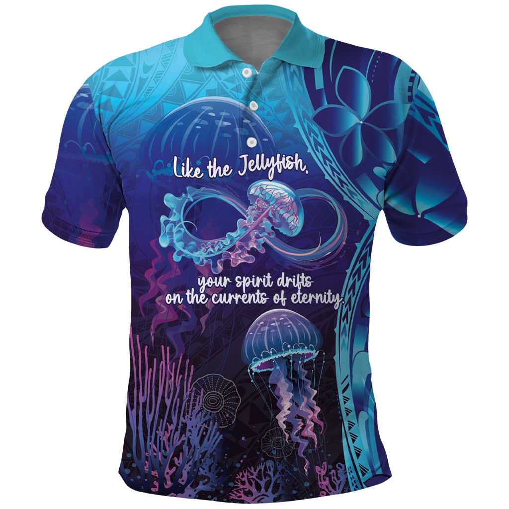 Polynesia Jellyfish Memorial Personalised Polo Shirt Infinity Jellies Polynesian Pattern LT14 Purple - Polynesian Pride